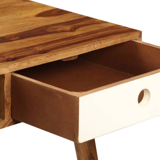 Γραφείο με Συρτάρια VidaXL από Μασίφ Ξύλο Sheesham 110x55cm - Καφέ/Λευκό image 4