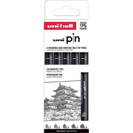 Μαρκαδόρος Σχεδίου Uni Fine Liner Deep Black (5 Τεμάχια)
