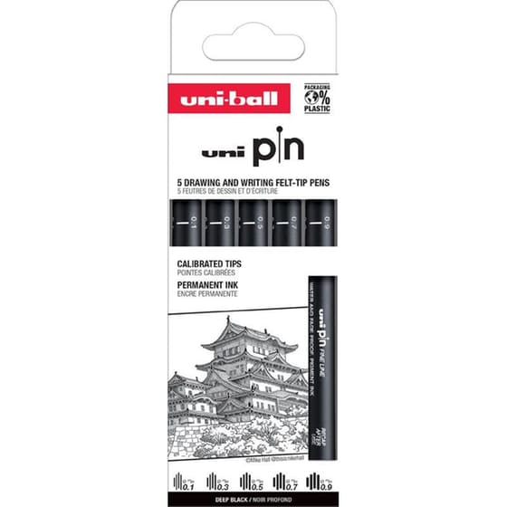 Μαρκαδόρος Σχεδίου Uni Fine Liner Deep Black (5 Τεμάχια) image 0