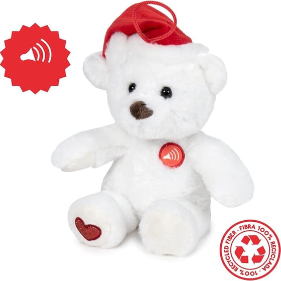 Λούτρινο Στολίδι Softies Χριστουγεννιάτικο Λευκό Αρκουδάκι με Μουσική (20cm) image 2