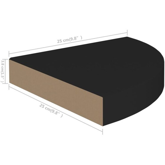 Ράφια Τοίχου VidaXL Γωνιακά από MDF 25x25x3.8 cm 4 Τμχ - Μαύρο image 6