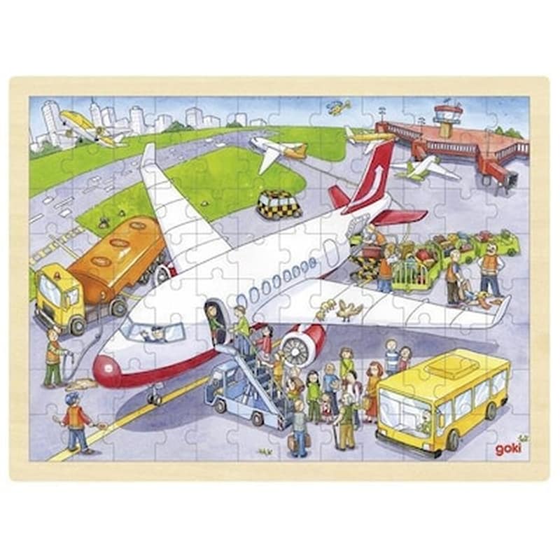Παιδικό Παζλ Goki Ξύλινο Αεροδρόμιο 30X40Εκ.(96 Κομμάτια)