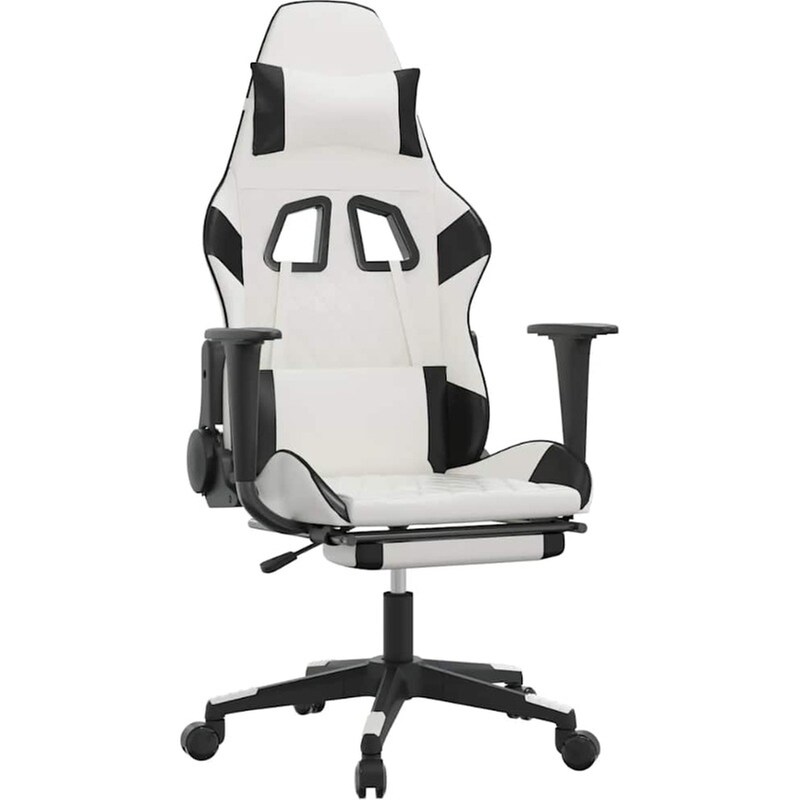 Καρέκλα Gaming VIDAXL 345531 με Υποπόδιο από Τεχνητό Δέρμα - Μαύρο
