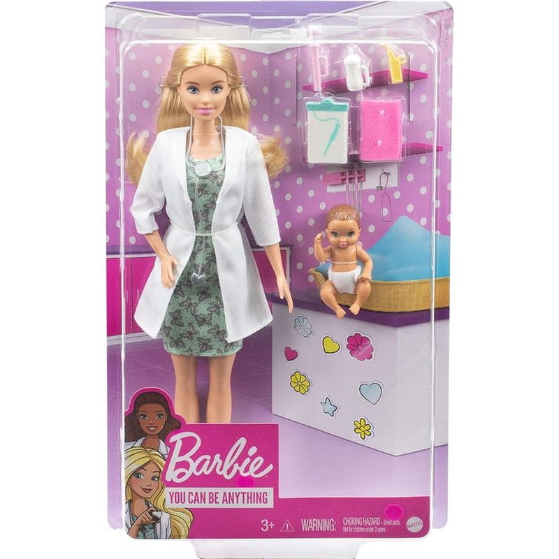 MATTEL Κούκλα Barbie You Can Be Anything Γιατρός Με Μωράκι (GVK03)