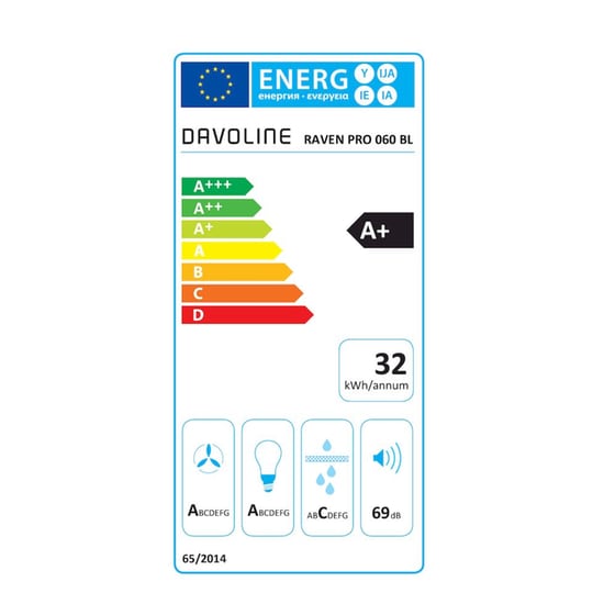 DAVOLINE RAVEN PRO BLACK 60 60 cm Μαύρο Απορροφητήρας Καμινάδα - Τζάκι image 5