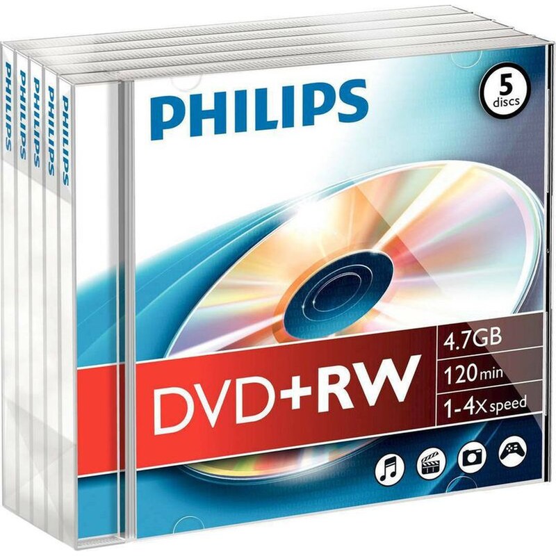 Δίσκοι CD/DVD  Philips DVD+RW 4.7GB 5 τμχ