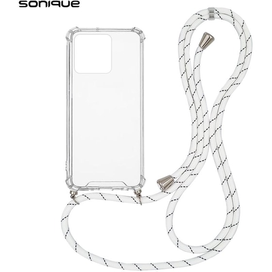 Θήκη Realme C51/ Realme C53 - Sonique Armor Σιλικόνη Με Κορδόνι Rainbow Λευκό - Clear image 0