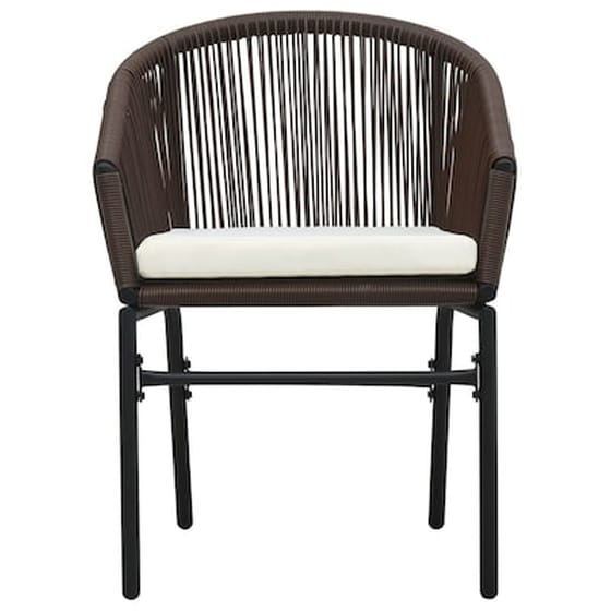 Vidaxl Σετ Επίπλων Bistro 3 Τεμαχίων Καφέ Ρατάν Pvc Με Μαξιλάρια image 3