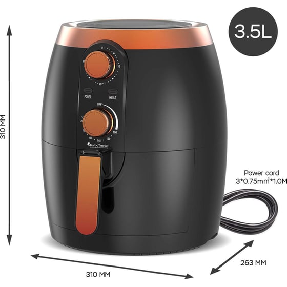 TURBOTRONIC TT-AF10M με Αποσπώμενο Κάδο 1200 W 3.5 L Μαύρο Φριτέζα Αέρος image 5