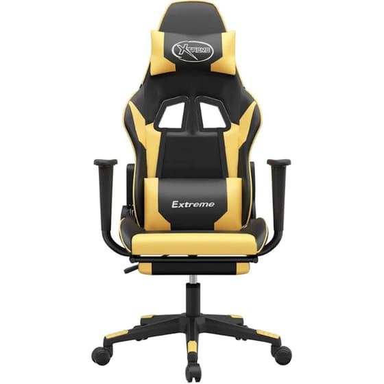Καρέκλα Gaming VIDAXL 345459 με Υποπόδιο από Τεχνητό Δέρμα - Μαύρο image 2
