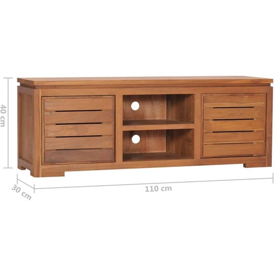 Έπιπλο Τηλεόρασης Vidax Μασίφ Ξύλινο 110x30x40cm - Kαφέ image 7