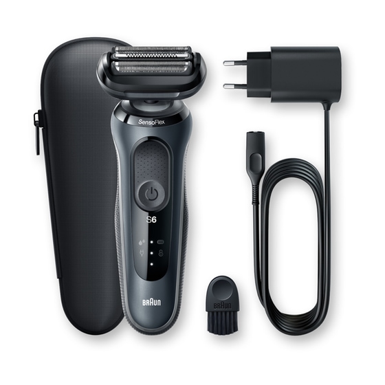 Ξυριστική Μηχανή BRAUN SERIES 6 61-N7650cc Προσώπου, Σώματος Επαναφορτιζόμενη για Υγρό και Στεγνό Ξύρισμα Γκρι image 2