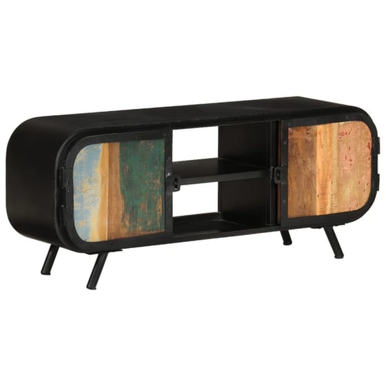 Έπιπλο Τηλεόρασης VidaXL από Μασίφ  Ξύλο  110x30x45 cm - Mαύρο image 2