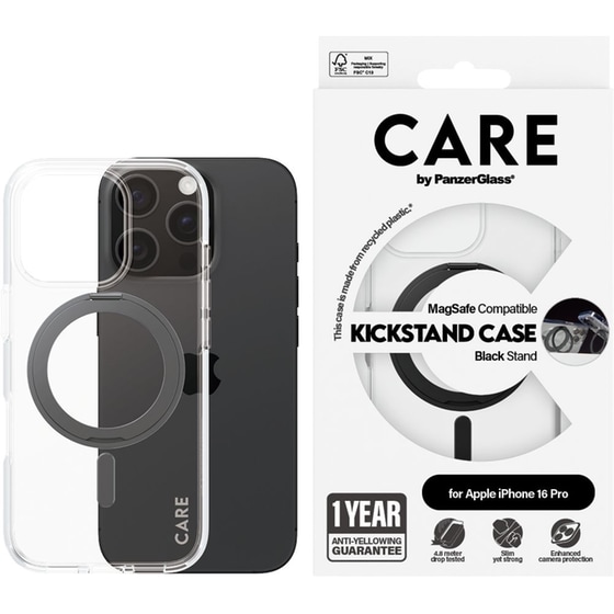 Θήκη Apple iPhone 16 Pro - PanzerGlass MagSafe Kickstand Case - Transparent with Black Stand image 2