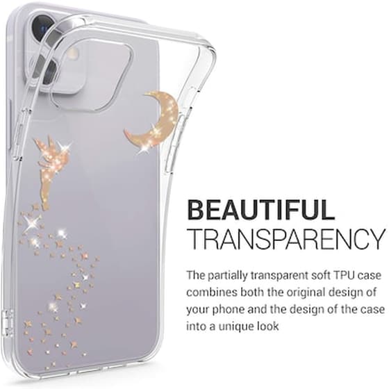 Θήκη Apple iPhone 12 Mini - Kwmobile Silicone Case - Glittery Fairy/Rose Gold/Transparent image 1