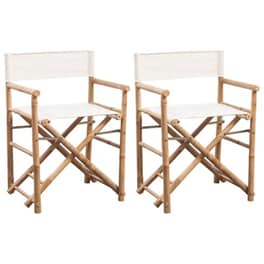 Καρέκλα Σκηνοθέτη Vidaxl  Πτυσσόμενη Από Μπαμπού/Καραβόπανο 2 Τεμ. 58x48x89cm - Λευκή