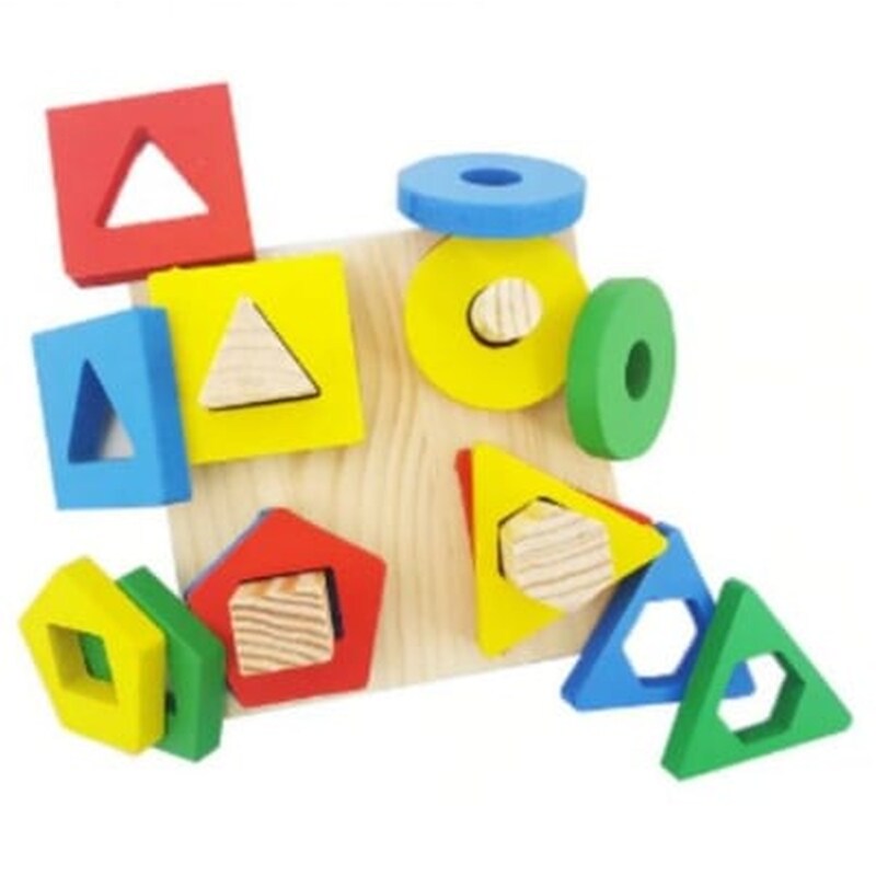 Ξύλινο Παιχνίδι Γεωμετρικών Σχημάτων Και Χρωμάτων 4 Στήλες