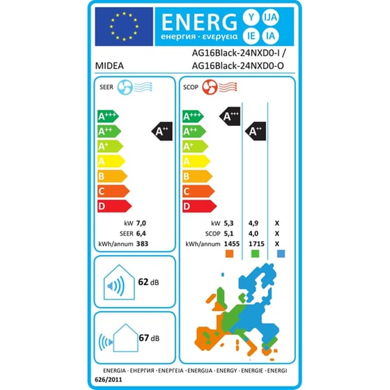 MIDEA Crystal Black AG16BLACK-24NXD0-I/O Κλιματιστικό Inverter 24.000 BTU A++/A+++ με Ιονιστή & WiFi image 3