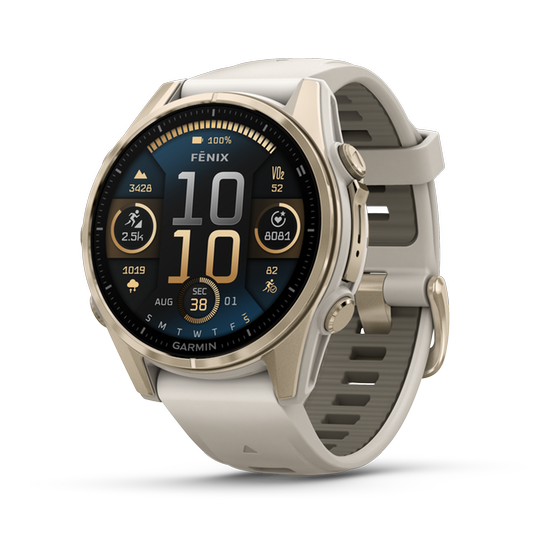 Smartwatch Garmin Fenix 8 43mm - Sapphire, Soft Gold with Fog Gray/Dark Sandstone Silicone Band image 1