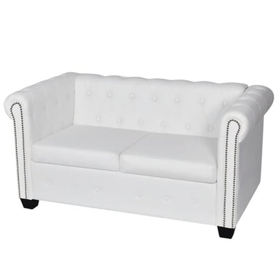 Διθέσιος Καναπές VidaXL Chesterfield 145.5x76cm - Λευκό image 1