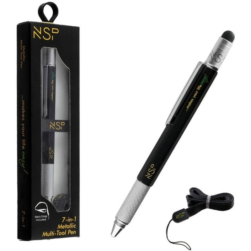 NSP Μεταλλικό στυλό με γραφίδα NSP NSP07IN1B Universal - Μαύρο