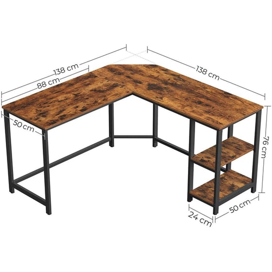 Γραφείο Γωνιακό Vasagle από Μοριοσανίδα 138x138x75 cm - Καφέ image 9