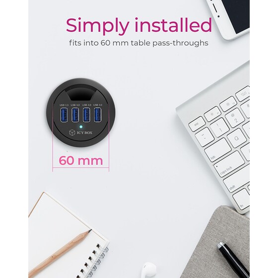 Icy Box IB-HUB1403 USB Hub 4-Port USB 3.0 συμβατό με USB-A image 4