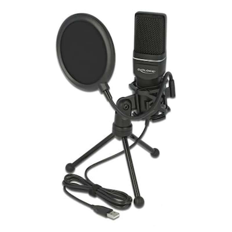 DELOCK Delock Mικρόφωνο Studio Με Pop Φίλτρο Καί Αντιανέμιο 66331, Πυκνωτικό, Usb