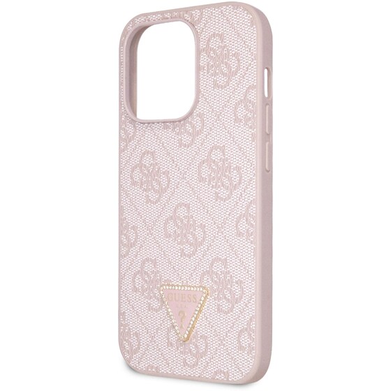 Θήκη Apple iPhone 14 Pro - Guess Triangle Metal Logo Strass Collection Crossbody Case - Ροζ image 5