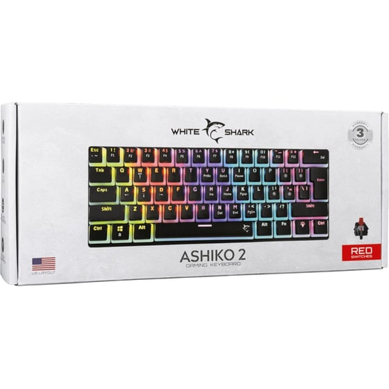 White Shark Ashiko -2 Ενσύρματο Gaming Πληκτρολόγιο με Red διακόπτες - Black (US) image 6