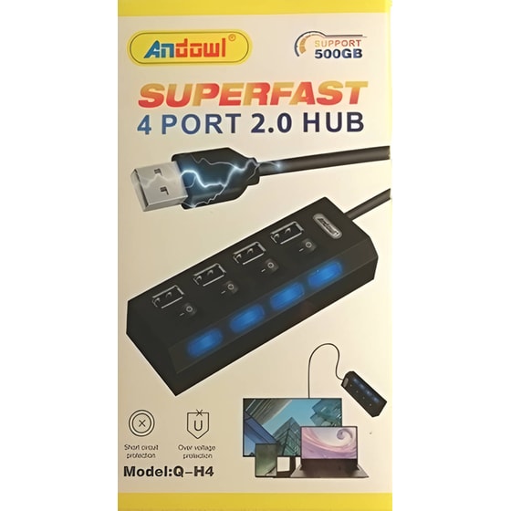 Andowl Q-H4 USB Hub 4-Port USB 2.0 συμβατό με USB-A image 3