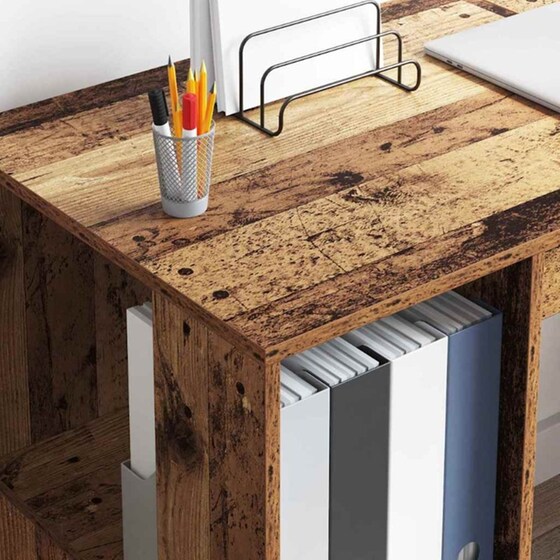 Γραφείο VidaXL από Επεξεργασμένο Ξύλο 130x50,5x75 cm - Παλιό Ξύλο image 3