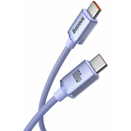 Καλώδιο δεδομένων Baseus Crystal Shine Series Usb-C to Usb-C 100W 1.2m - Lilac image 1