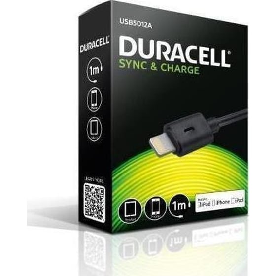 Καλώδιο δεδομένων Duracell Usb to Lightning 1m - Black image 0