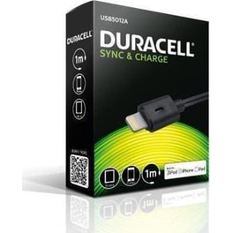 Καλώδιο δεδομένων Duracell Usb to Lightning 1m - Black