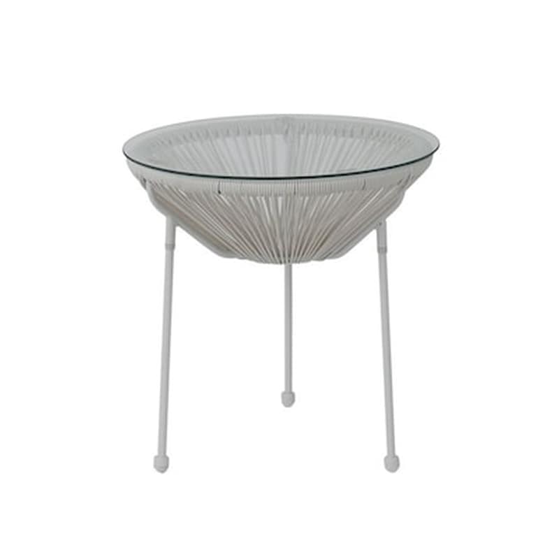 Τραπεζάκι Σαλονιού Woodwell από Ρατάν Acapulco C43704 50x50cm - Λευκό