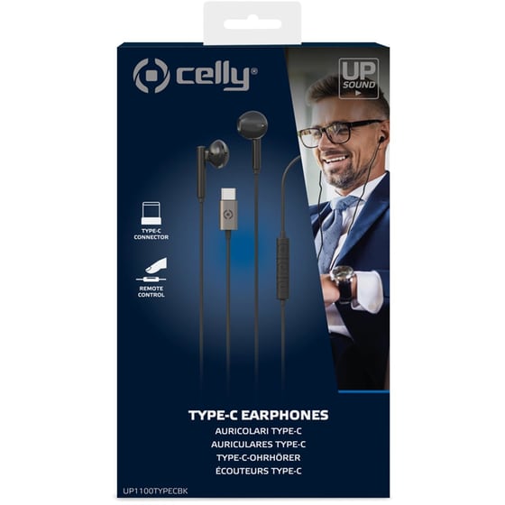 Ακουστικά Handsfree Celly UP1100TYPEC - Μαύρο image 2