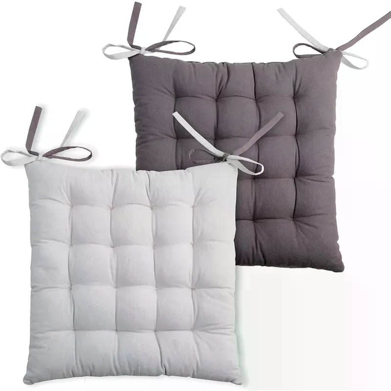 Μαξιλάρι Καρέκλας Spitishop 2 Όψεων Βαμβάκι 40x40cm - Γκρι/Λευκό