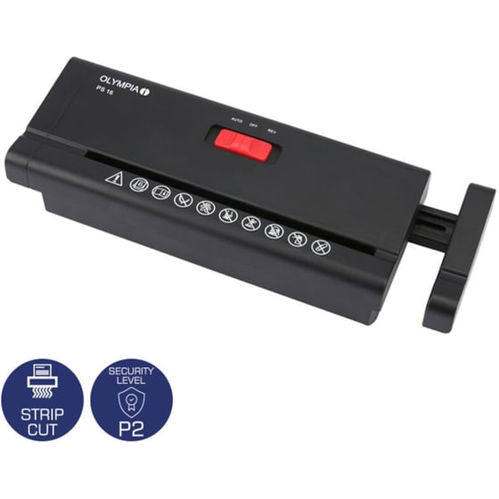 Καταστροφέας εγγράφων Olympia PS 16  χωρίς κάδο Strip Cut P2 – 6 x A4 - Μαύρο image 0
