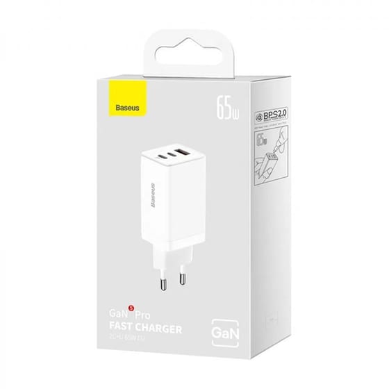 Φορτιστής Πρίζας Baseus GaN5 Pro 2x USB-C/1x USB/ Καλώδιο USB-C 65W 1m - White CCGP120202 image 3