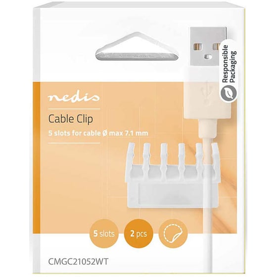 Clips Καλωδίων Nedis Cable Management 5 υποδοχές 2τμχ Λευκό image 6