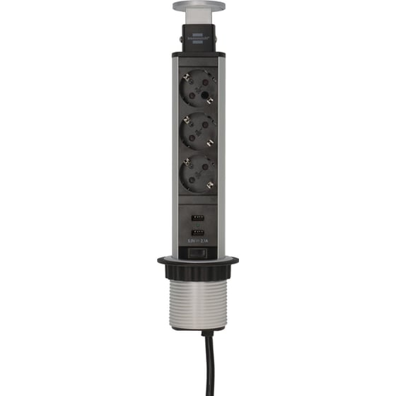 Πολύπριζο Brennenstuh Tower Power 3 Θέσεων με USB 2m - Μαύρο image 1