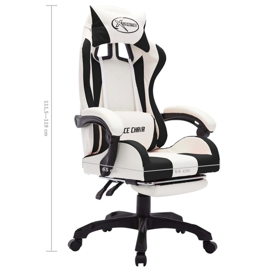 Καρέκλα Gaming Vidaxl Racing RGB από Συνθετικό Δέρμα - Λευκή/Μαύρη image 9
