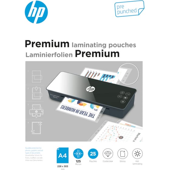 HP Premium Φύλλα πλαστικοποίησης με τρύπες αρχειοθέτησης Α4 125mic 25 φύλλα image 0