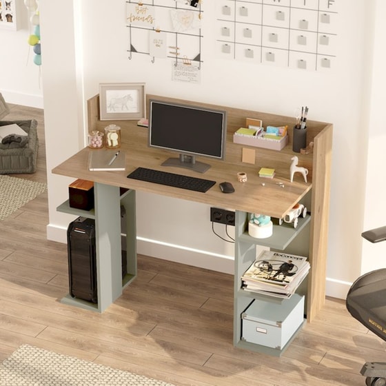 Γραφείο Υπολογιστή ArteLibre Fife από Μοριοσανίδα/Μελαμίνη 124x58x98cm - Φυσικό/Φυστικί image 1