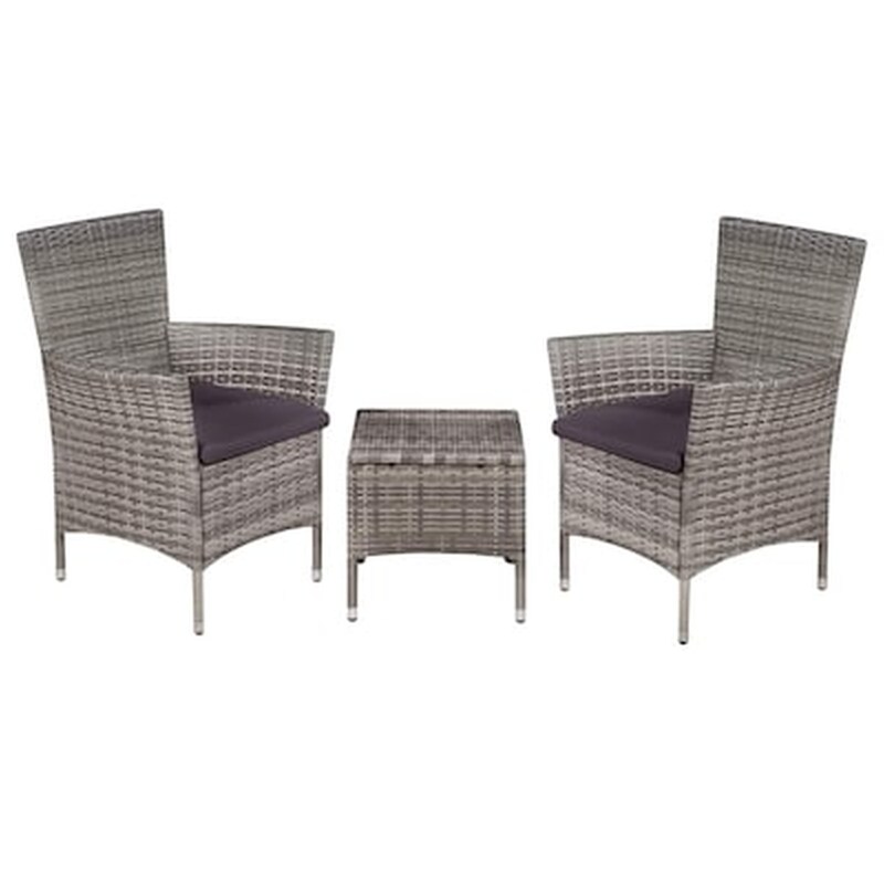 Vidaxl Σετ Επίπλων Bistro 3 Τεμαχίων Γκρι Από Συνθετικό Ρατάν VIDAXL