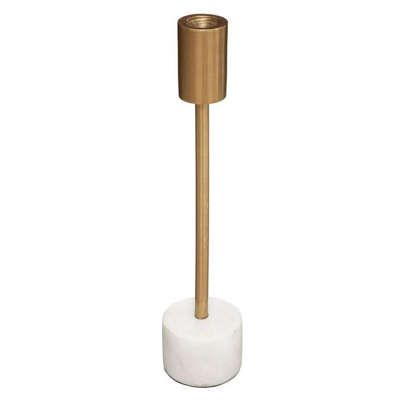 SPITISHOP Κηροπήγιο Spitishop A-s 181407 Μεταλλικό 6x27cm - Χρυσό/Λευκό