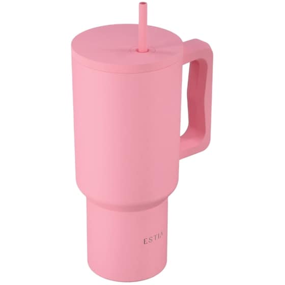 Ποτήρι Θερμός Estia Straw Tumbler XL Save The Aegean Rose με Καλαμάκι και Λαβή 900 ml image 0
