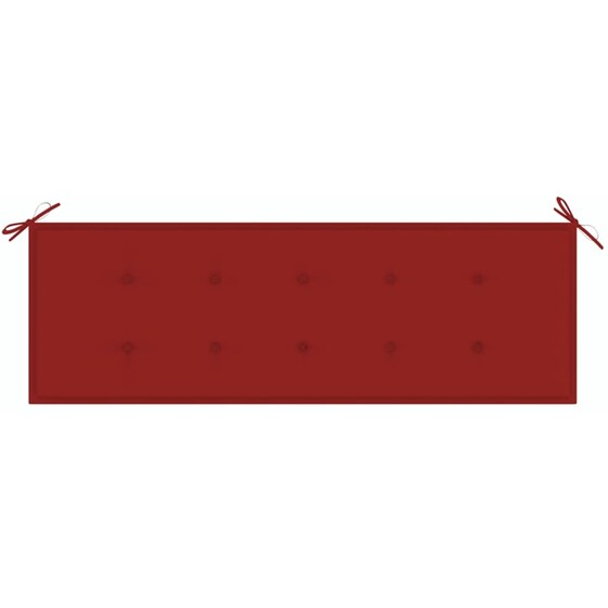 Παγκάκι Κήπου VidaXL με Μαξιλάρι από Μασίφ Ξύλο Teak 159x57.5x90 cm - Καφέ/Κόκκινο image 5