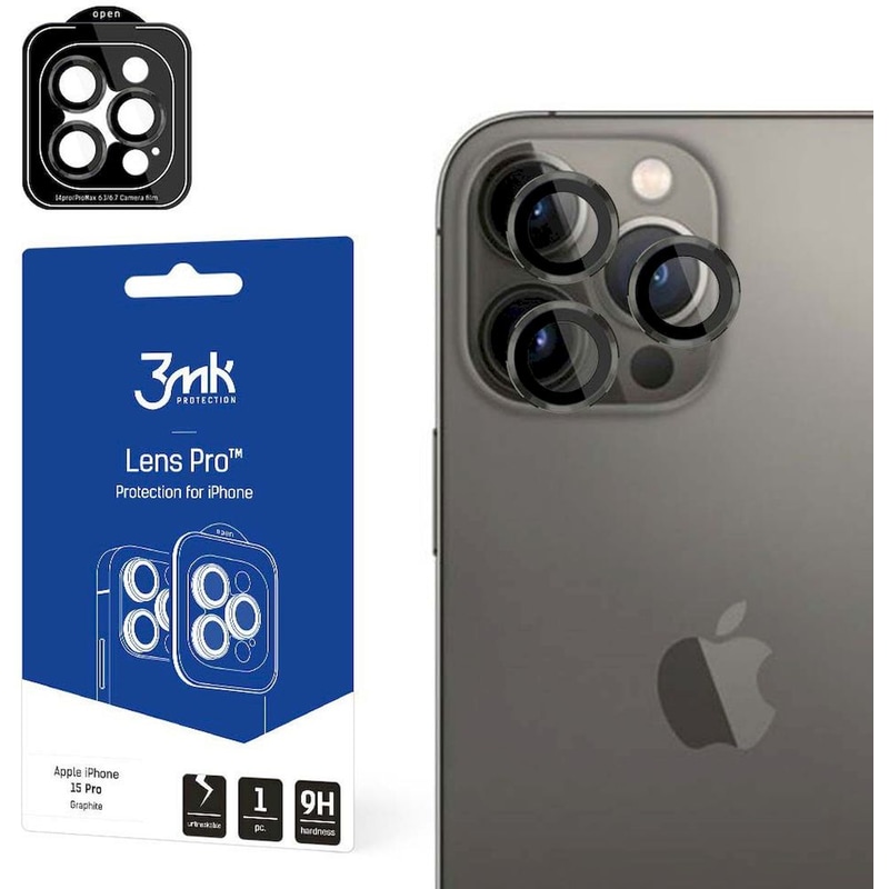 Προστατευτικό καμερών Apple iPhone 15 Pro Graphite - 3mk Lens Protection Pro